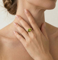 Golden dreams bar-set moldavite ring