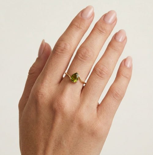 Golden teardrop allure ring