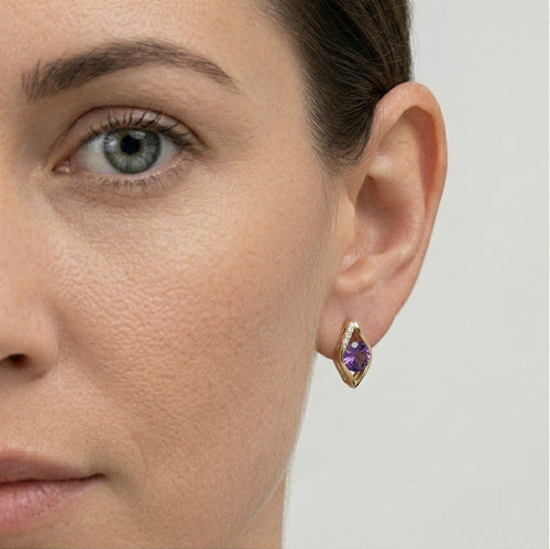 Ametystové náušnice ve tvaru oka