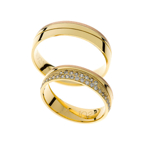 Bague de mariage en or jaune et rose