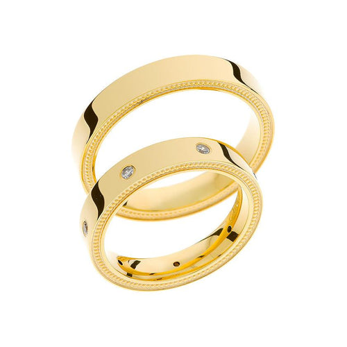 Bague de mariage élégante en or jaune avec pierres optionnelles