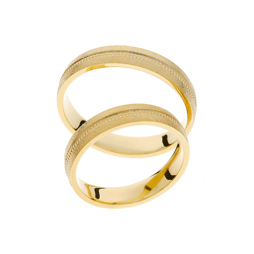 Anneau de mariage épais en or jaune avec un design central unique