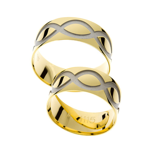 Einzigartiger Trauring aus Weiß- und Gelbgold