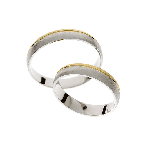 Eleganter Bicolor-Gold-Ehering mit sandgestrahltem Finish