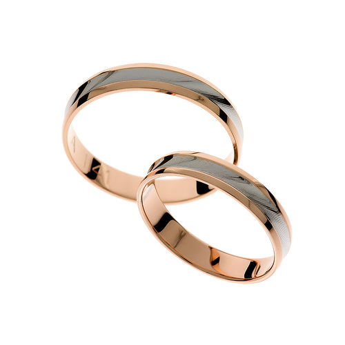 Bague de mariage en or rose avec rhodium