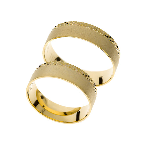 Bague de mariage en or jaune avec gravure unique