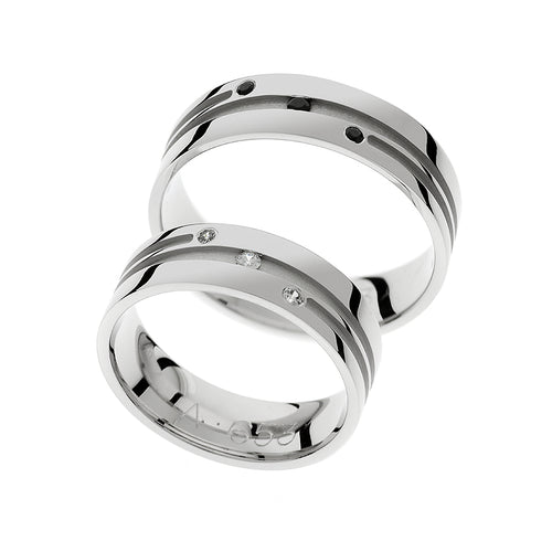 Anillos de boda modernos con diamantes duales