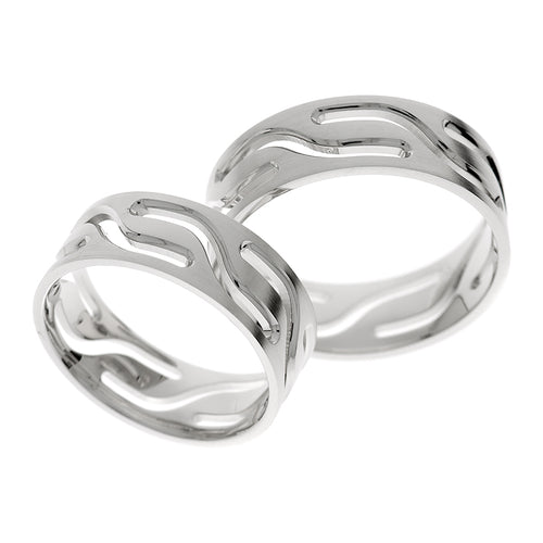 Alianza de boda de oro blanco con estilo