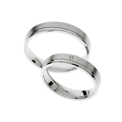 Juego de anillos de boda elegantes de oro blanco