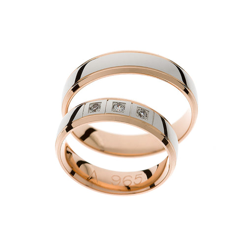 Alliances élégantes bicolores en or