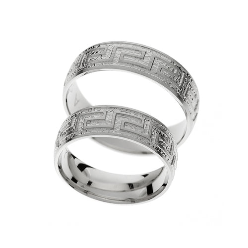 Bague de mariage avec motif grec