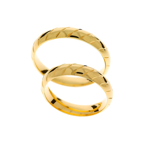 Bague de mariage détaillée en or jaune