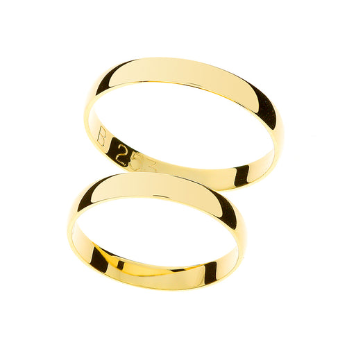 Anillo de boda ligero de 3 mm en oro amarillo