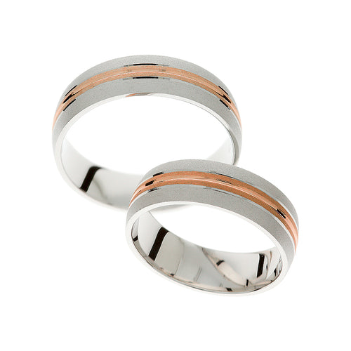 Einzigartiger Ehering aus Weiß- und Roségold