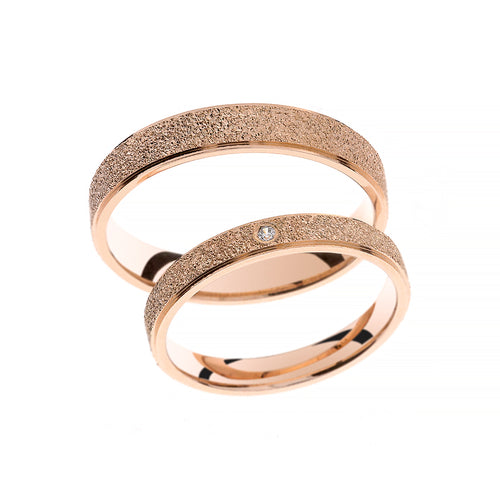 Anillo de boda de oro rosa con acabado mate