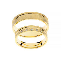 Bague de mariage en or jaune avec ligne plate autour