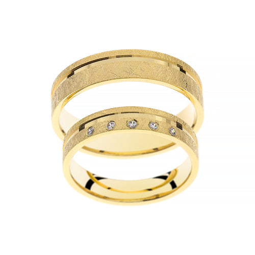Snubní prsten ze žlutého zlata s plochou linkou kolem