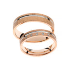 Alliance en or rose 14 kt avec ligne de rhodium