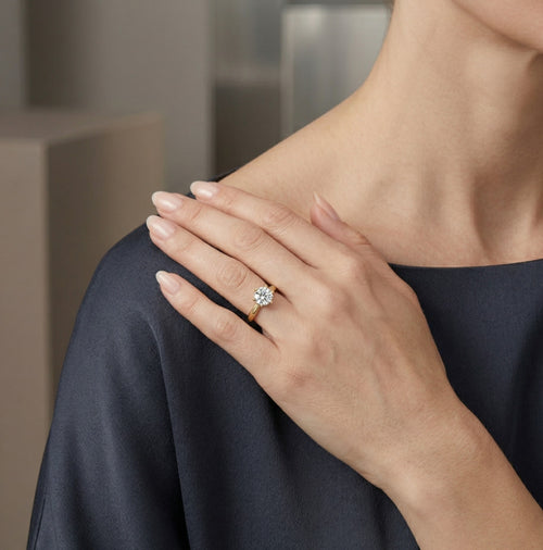 Bague classique en or jaune avec zirconium cubique