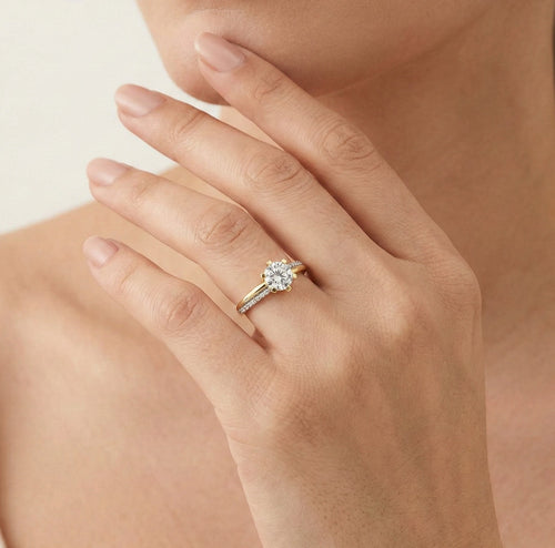 Unique six-prong gold ring