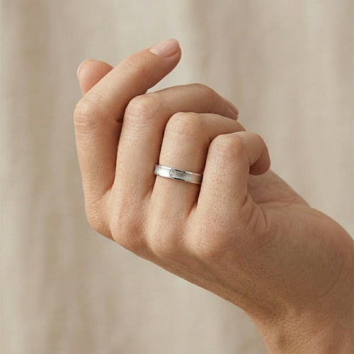 Anillo de boda solitario de oro blanco