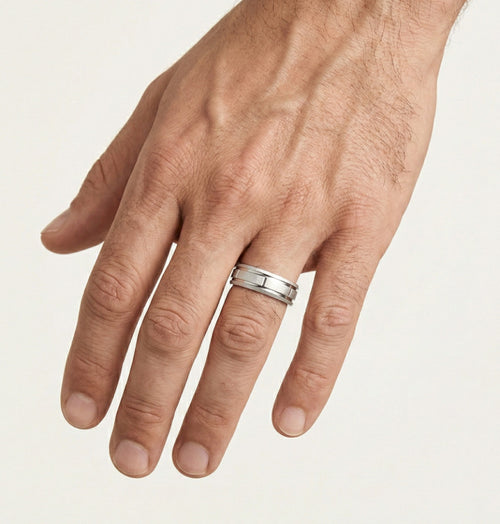 Anillo de boda de oro blanco mate