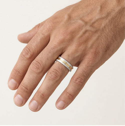 Two-tone gold wedding ring with diamond option