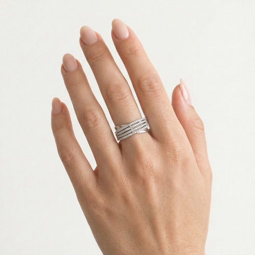 Anillo de plata de cinco filas