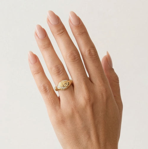 Antique promise yellow gold ring