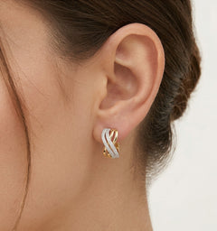 Dreifarbige Diamant-Ohrringe