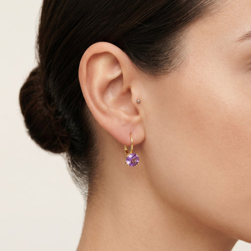 Pendientes de topacio morado corte cojín