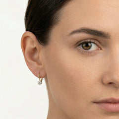 Six prong gold drop earrings