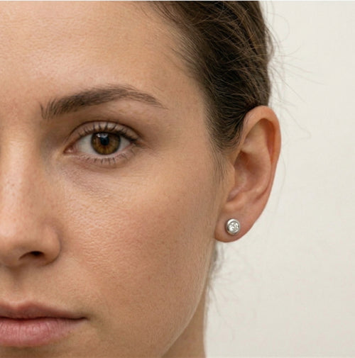 Bezel diamond earrings