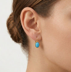 Simple turquoise gold earrings