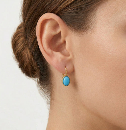 Boucles d’oreilles simples en or avec turquoise