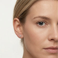 White gold cross earrings