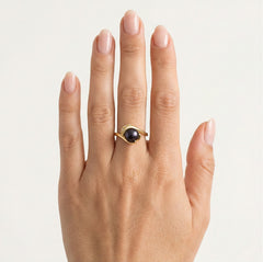 Unique black pearl cubic zirconia ring