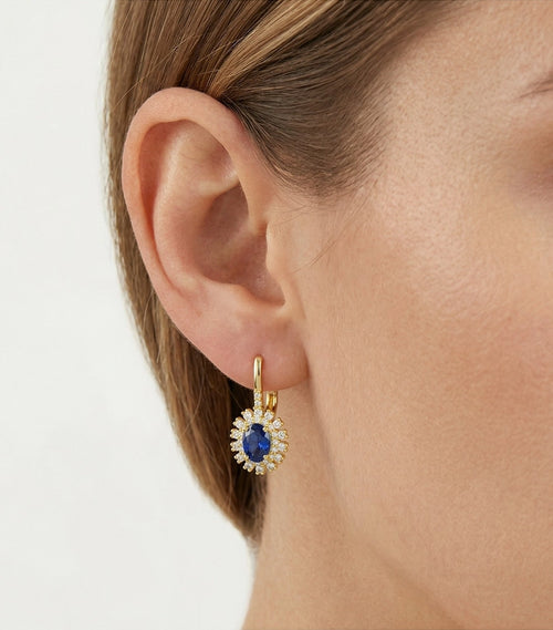 Doppelt-Halo-Saphir-Ohrhänger