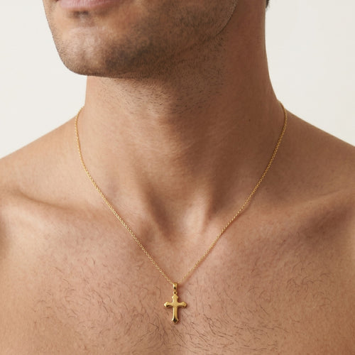 Pendentif croix en or rose