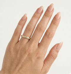 Chanel cubic zirconia line gold ring