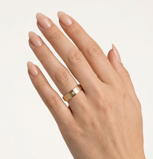 Bagues de mariage en or jaune avec côtés à gradins