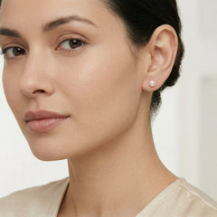 White gold with white pearl stud earrings