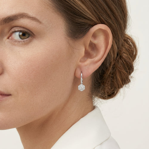 Boucles d’oreilles en diamants blancs scintillants
