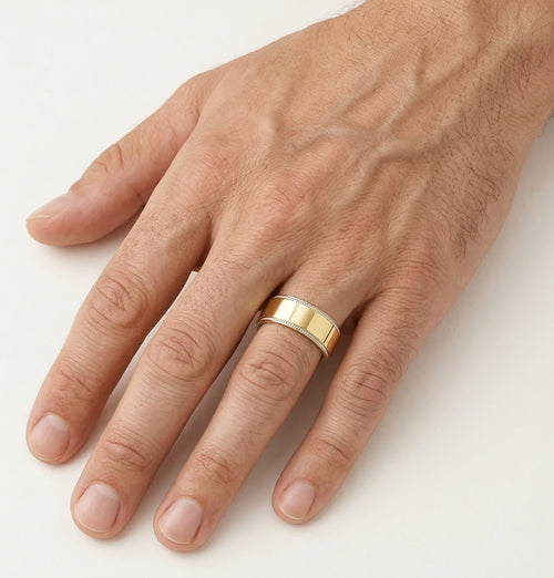 Large alliance Éternité en or jaune avec pierres optionnelles