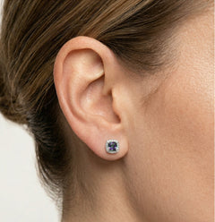 Square royal mystic topaz studs