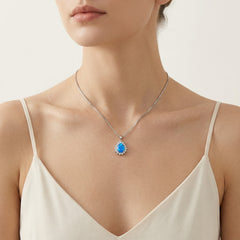 Pear blue opal pendant
