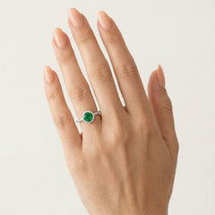 Halo emerald sparkle ring