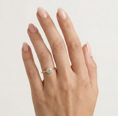 Yellow gold bezel set lustrous ring
