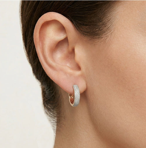 Pave rose gold diamond earrings