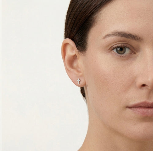 Náušnice stříbrné s  křížkem